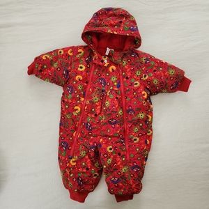 Vintage Hanna Andersson floral hooded snowsuit size 70 9-12 months